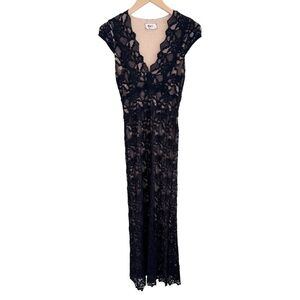 Nightcap Wisteria Stretch Lace Maxi Dress with Cap Sleeves